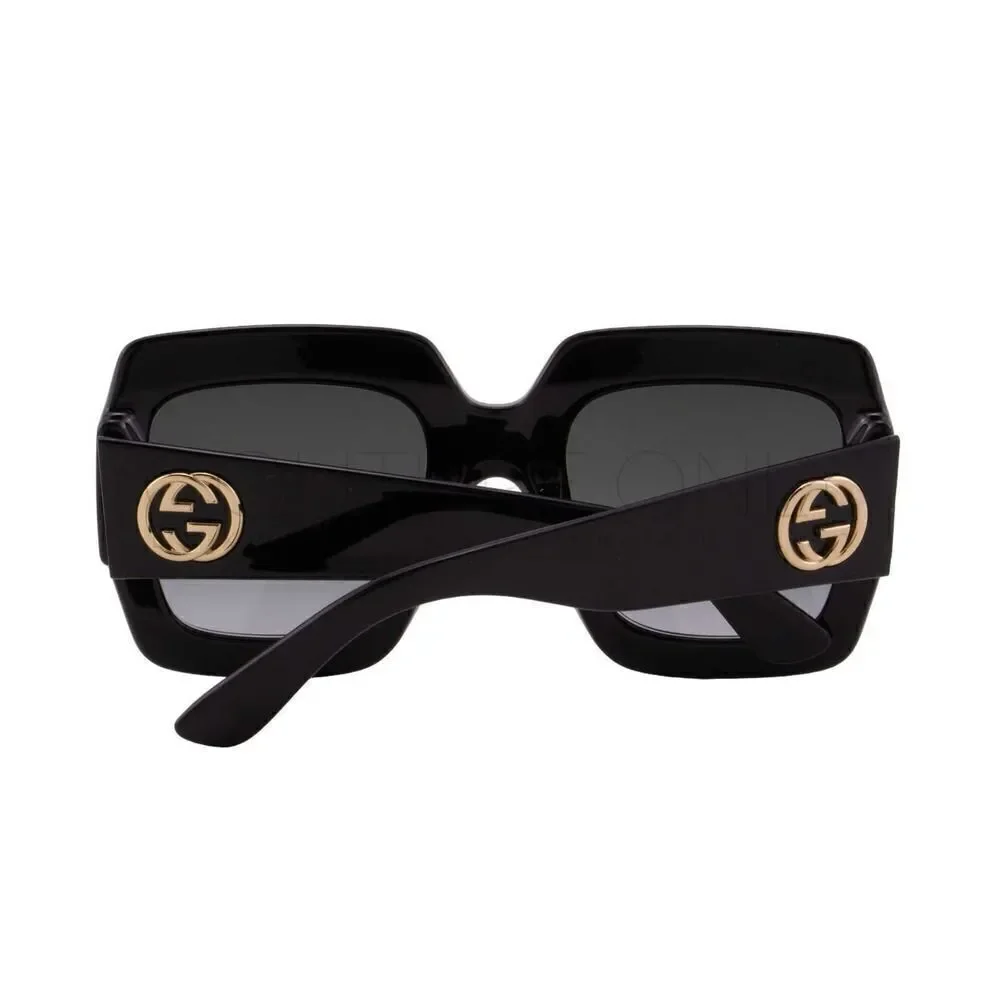 New Gucci Women Sunglasses Black Oversized Square GG0053SN-001 Gray Gradient - Picture 9 of 12
